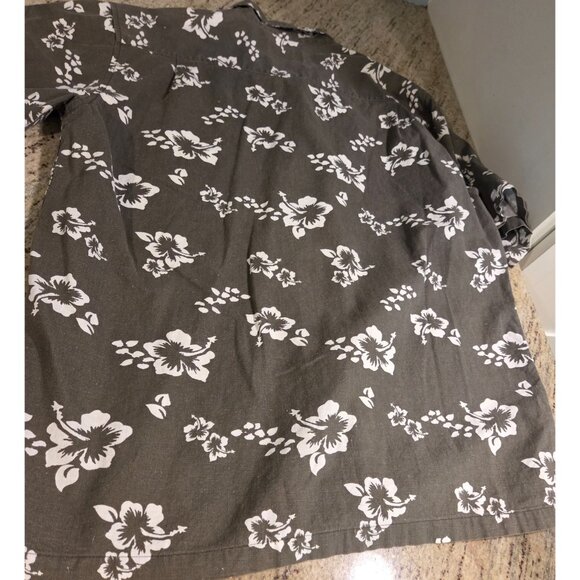 Eddie Bauer Shirt Mens M Green White Floral Hawaiian Button Up Linen Cotton - Picture 11 of 12